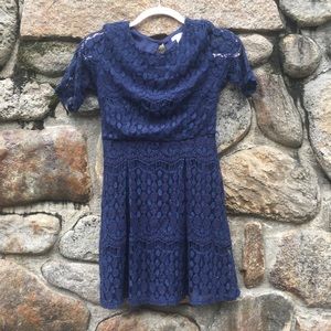 Navy Lace Dress with Mid Sleeves